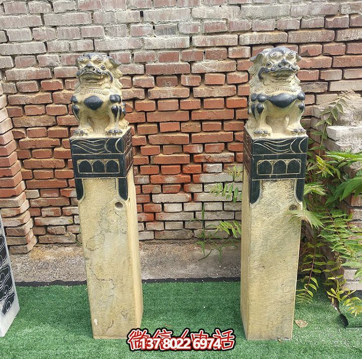 黑黃色獅子園林裝飾擺件 黑黃色獅子園林裝飾擺件