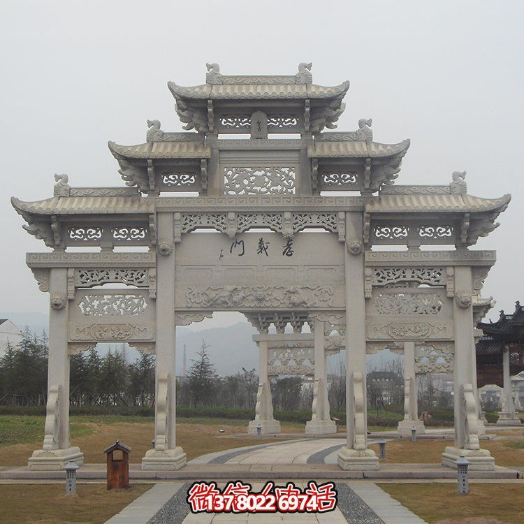 傳承古城文脈，精美石雕牌坊仿古門樓雕塑