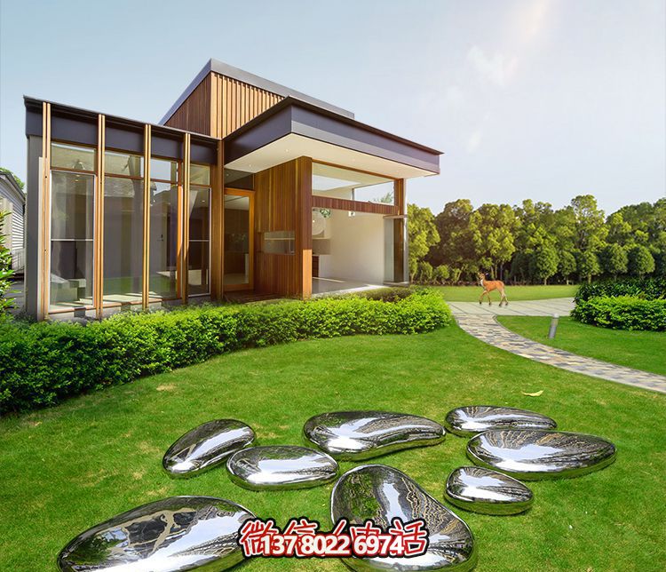 高端室內草坪裝飾,不銹鋼雕塑鏡面石頭安放 高端室內草坪裝飾,不銹鋼雕塑鏡面石頭安放