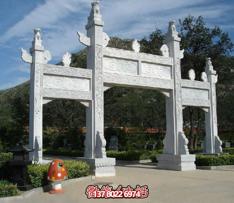 精致園林景觀,漢白玉華表浮雕祥云門樓石牌坊 精致園林景觀,漢白玉華表浮雕祥云門樓石牌坊