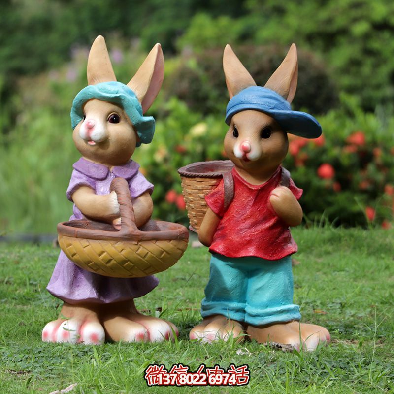 玻璃鋼彩繪卡通兔子雕塑 玻璃鋼彩繪卡通兔子雕塑