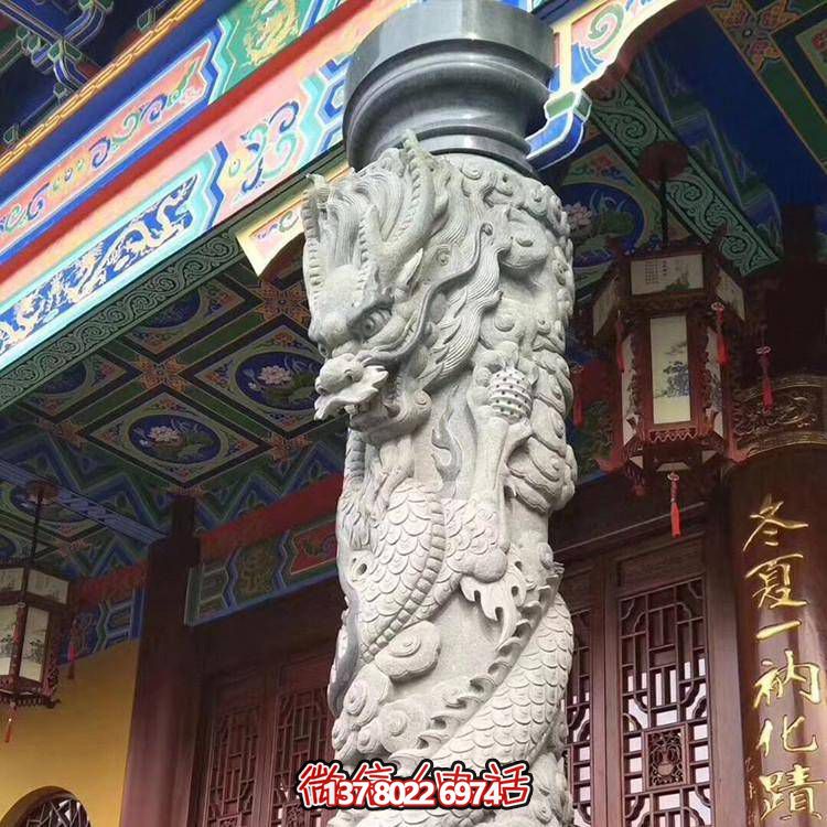 精美仿古園林，花崗巖石龍盤柱點(diǎn)綴