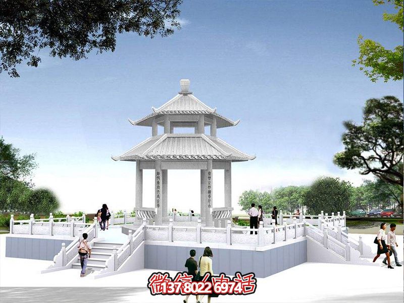 漢白玉雙頂休閑涼亭 漢白玉雙頂休閑涼亭