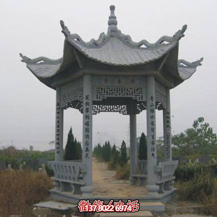 古建涼亭青石擺件，美化景區園林