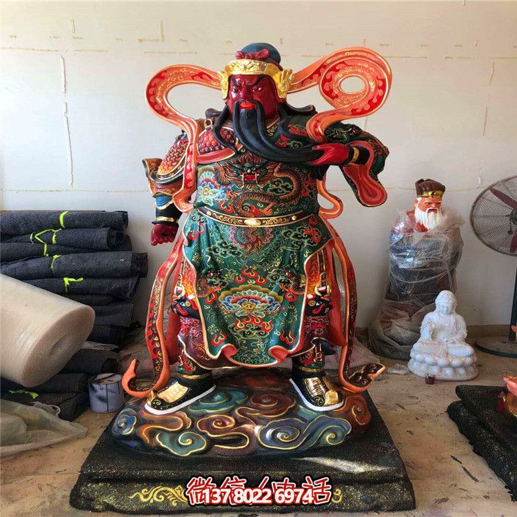 室內裝飾玻璃鋼彩繪坐關公雕塑 室內裝飾玻璃鋼彩繪坐關公雕塑