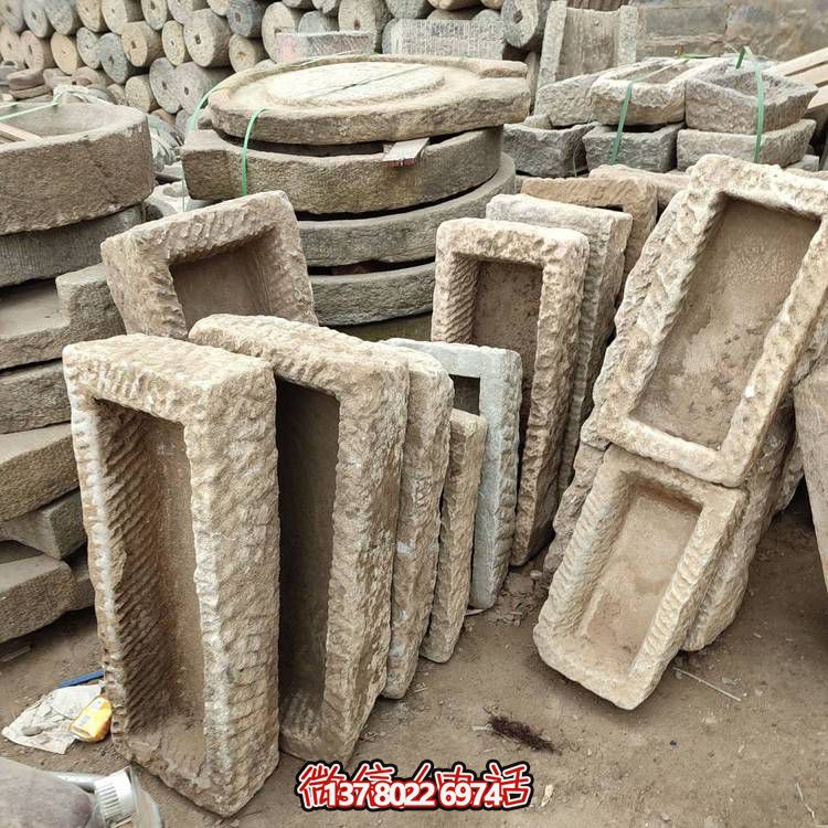 經典石雕老石槽，點綴青石園林景觀