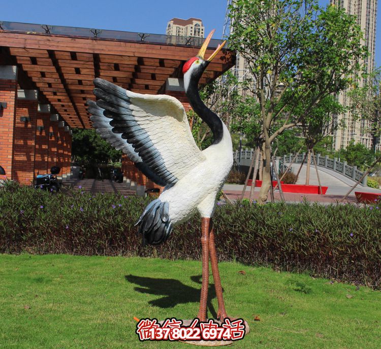 玻璃鋼丹頂鶴雕塑景區公園彩繪創意裝飾 玻璃鋼丹頂鶴雕塑景區公園彩繪創意裝飾