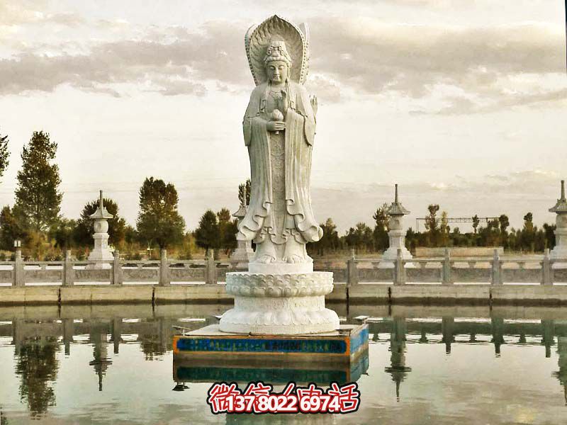 大型漢白玉石雕觀音雕塑，讓你的戶外景區(qū)更加完美