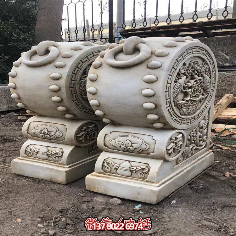 精美大理石石雕抱鼓雕塑，讓庭院門口煥然一新