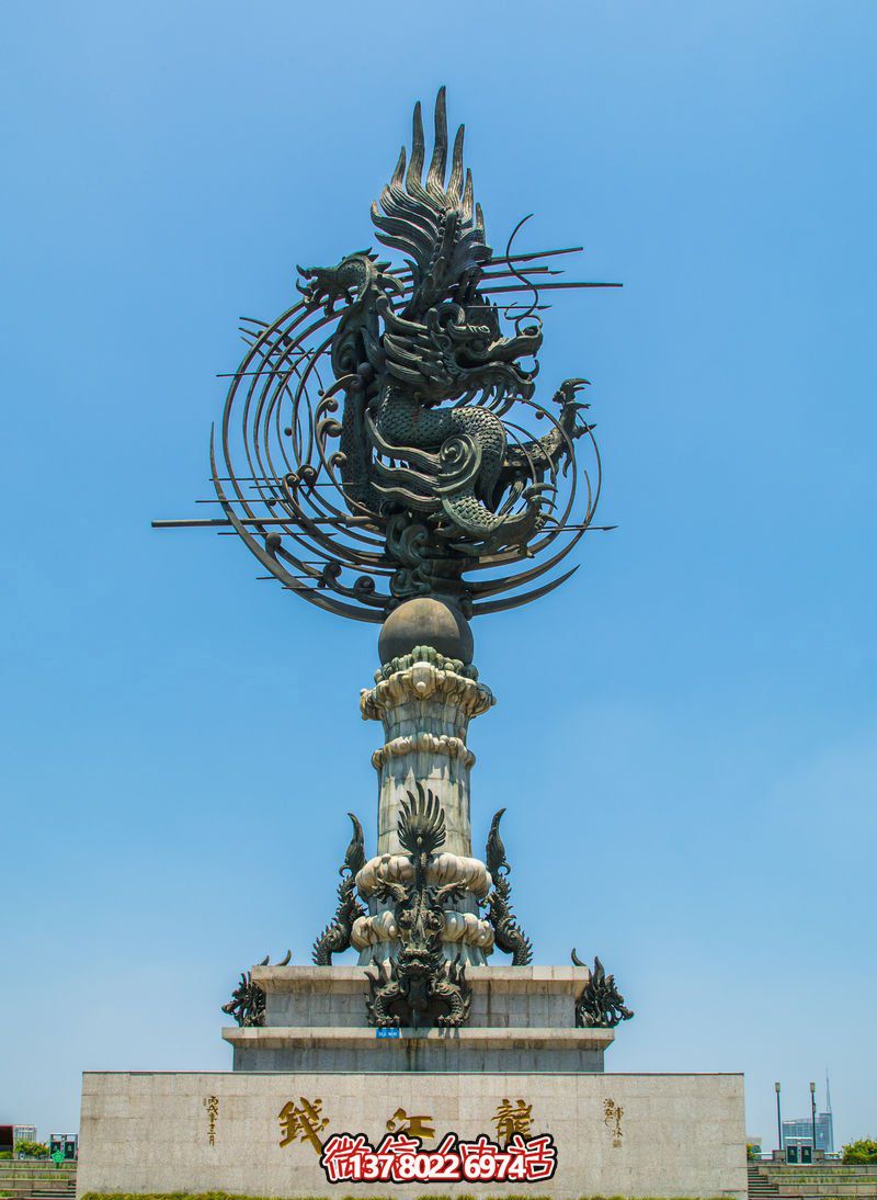 城市大型不銹鋼仿銅龍雕塑 城市大型不銹鋼仿銅龍雕塑