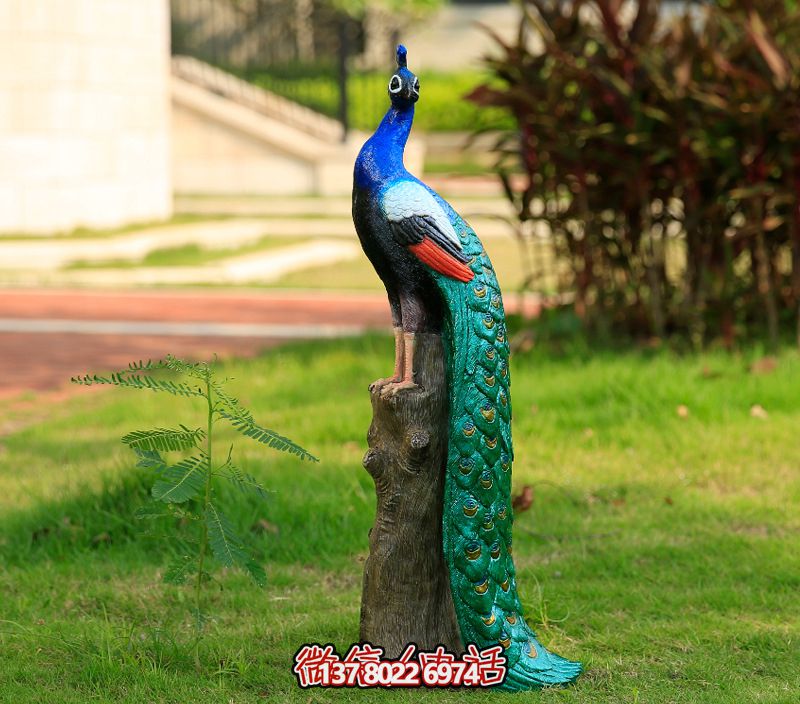 玻璃鋼彩繪孔雀雕塑 玻璃鋼彩繪孔雀雕塑