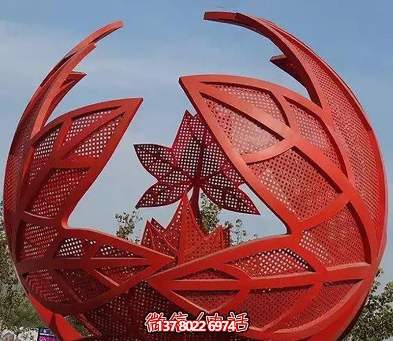 不銹鋼楓葉球形雕塑,點綴廣場景觀 不銹鋼楓葉球形雕塑,點綴廣場景觀