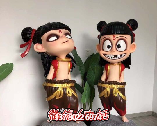 玻璃鋼哪吒雕塑精美彩繪,給景區園林增色不少 玻璃鋼哪吒雕塑精美彩繪,給景區園林增色不少