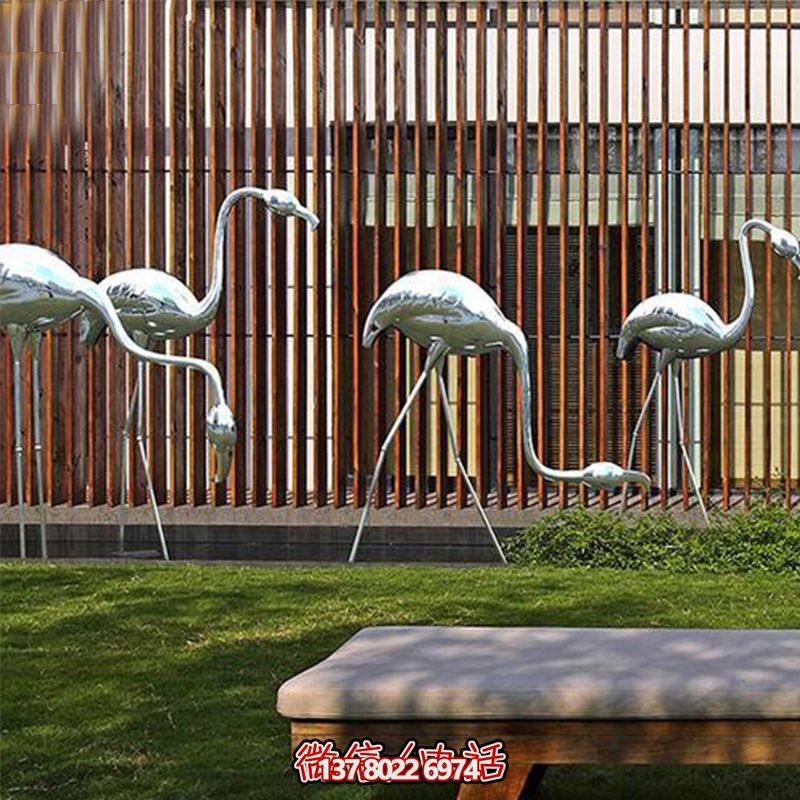 公園休閑裝飾，精美不銹鋼雕塑火烈鳥
