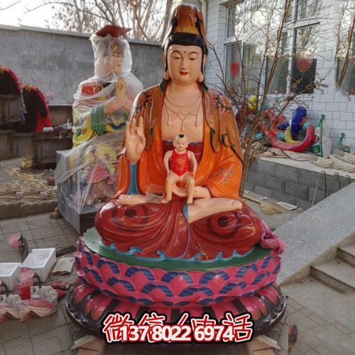 玻璃鋼彩繪送子觀音雕塑 玻璃鋼彩繪送子觀音雕塑