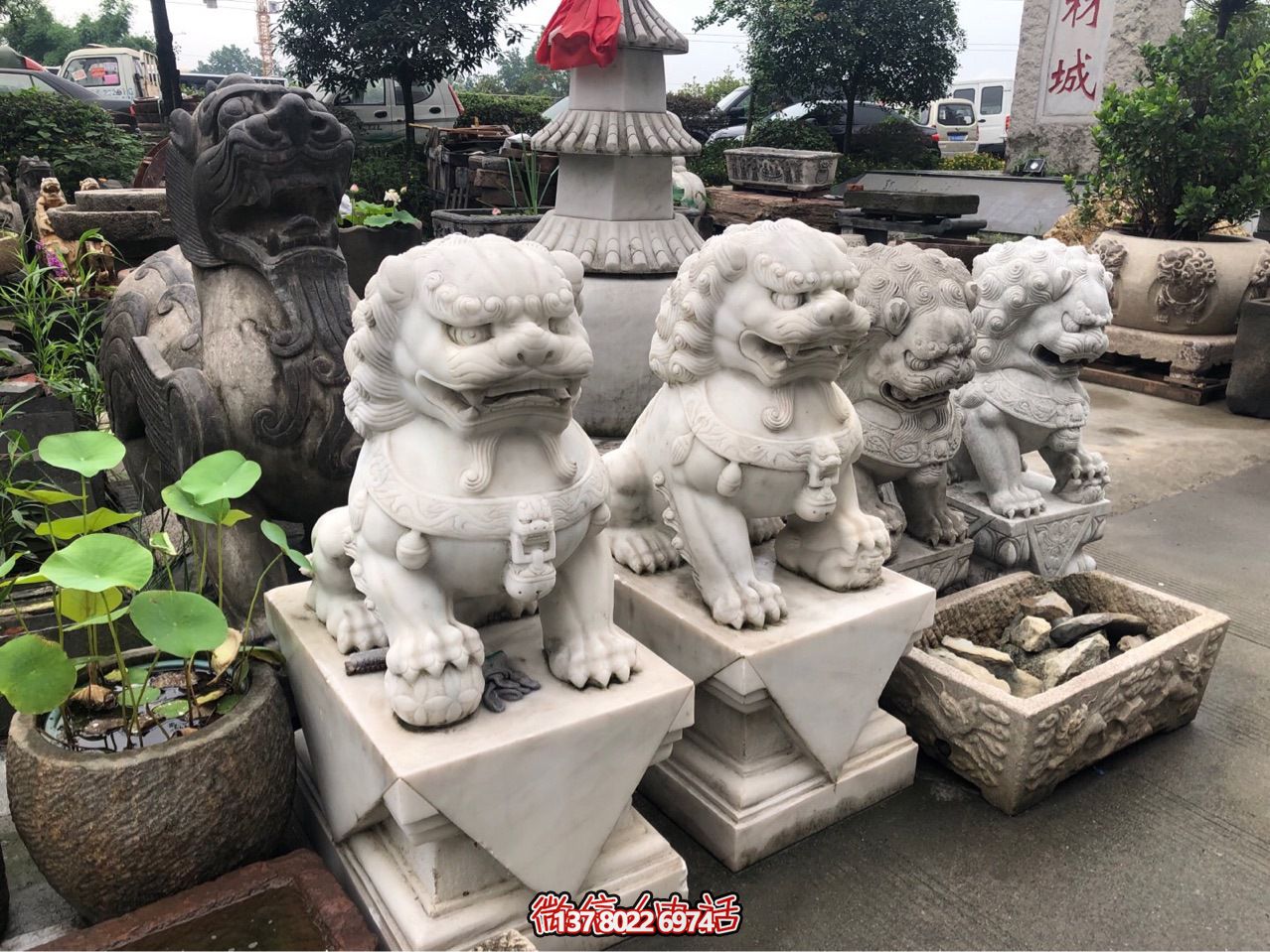 精美獅子雕塑，企業招財納福