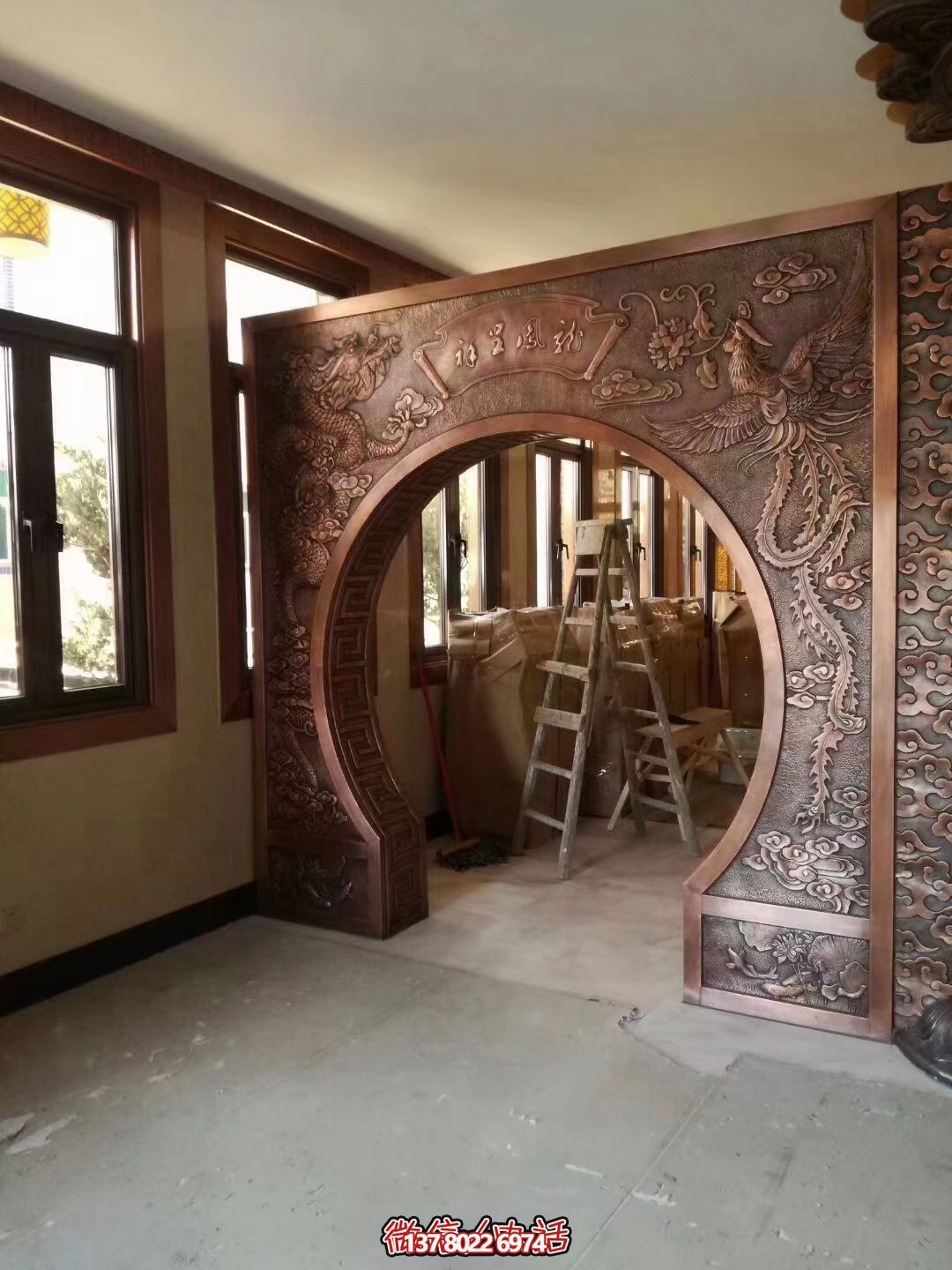 品質優雅的銅浮雕龍鳳呈祥裝飾隔斷 品質優雅的銅浮雕龍鳳呈祥裝飾隔斷