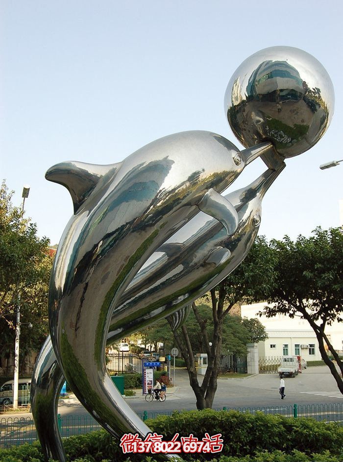 高端不銹鋼海豚游樂場雕塑 高端不銹鋼海豚游樂場雕塑
