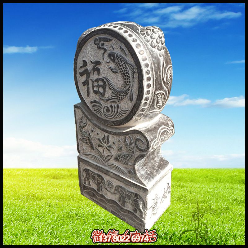 傳統漢白玉浮雕鎮宅抱鼓擺件 傳統漢白玉浮雕鎮宅抱鼓擺件