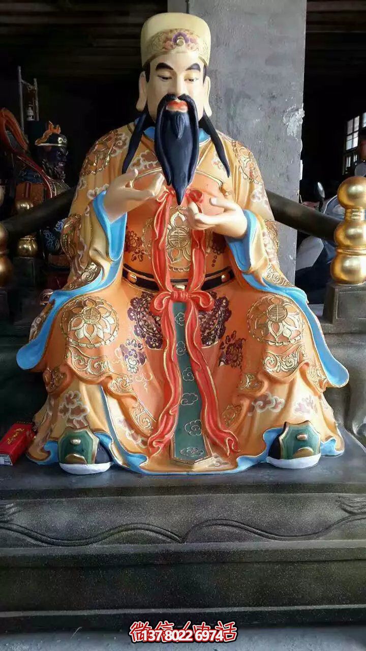 精美供奉財(cái)神雕塑，玻璃鋼彩繪絢麗奪目