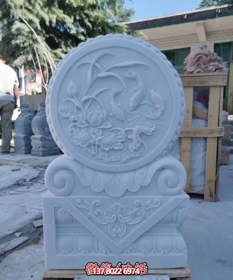 精美大理石雕刻荷花抱鼓石門墩,點綴庭院門口 精美大理石雕刻荷花抱鼓石門墩,點綴庭院門口