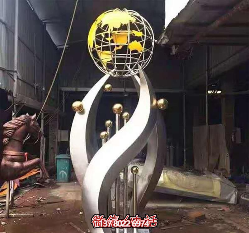 不銹鋼室內(nèi)創(chuàng)意抽象向上地球儀雕塑 不銹鋼室內(nèi)創(chuàng)意抽象向上地球儀雕塑