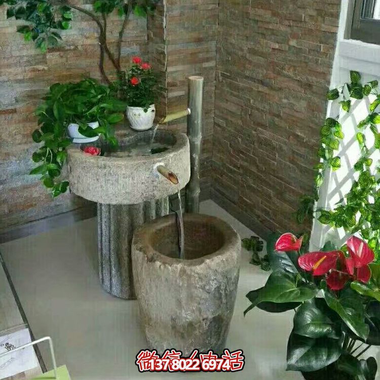 傳統(tǒng)文化的經(jīng)典組合——老石缸水槽庭院陽臺(tái)流水景觀 傳統(tǒng)文化的經(jīng)典組合——老石缸水槽庭院陽臺(tái)流水景觀