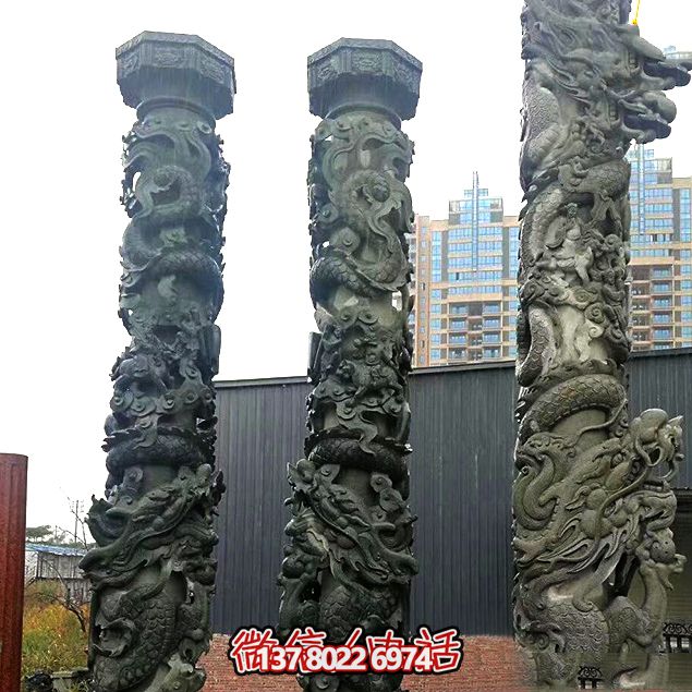 仿青石中國龍柱,為酒店門前增添靈動氣息 仿青石中國龍柱,為酒店門前增添靈動氣息