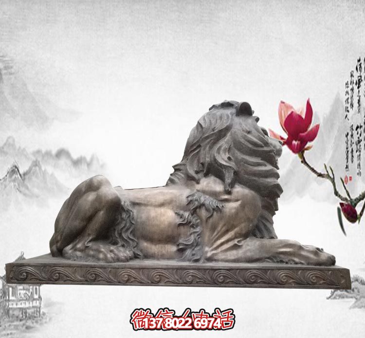 不銹鋼大型仿真動物臥著獅子雕塑 不銹鋼大型仿真動物臥著獅子雕塑