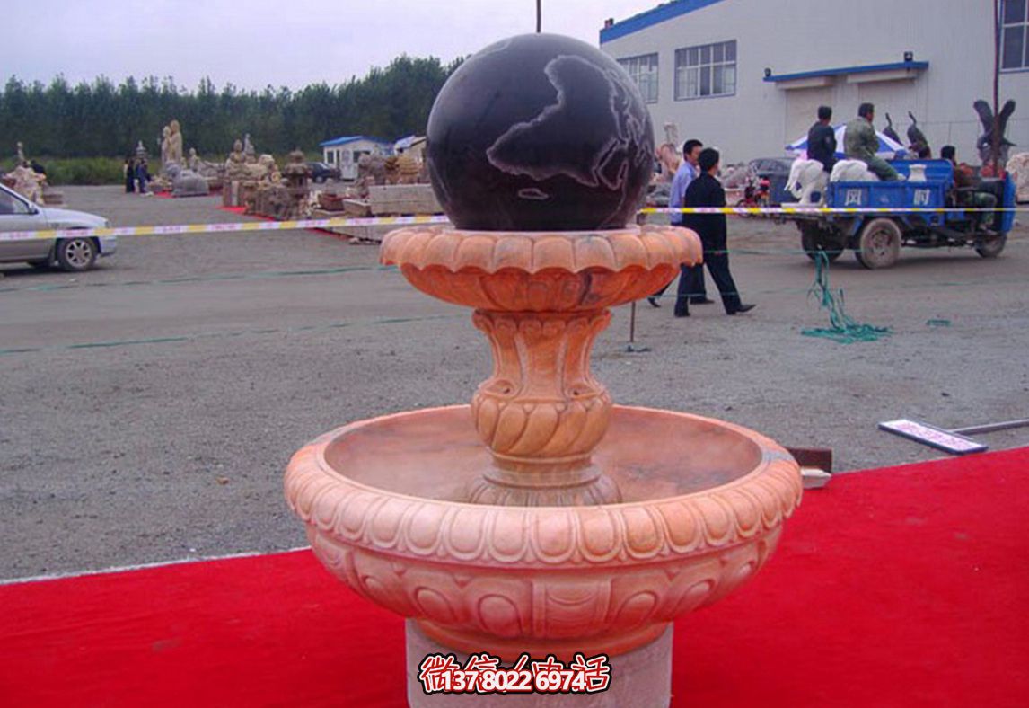 精美小型庭院風水盆景石雕晚霞紅風水球 精美小型庭院風水盆景石雕晚霞紅風水球