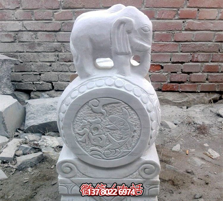 傳統工藝精美青白玉大象雕塑 傳統工藝精美青白玉大象雕塑