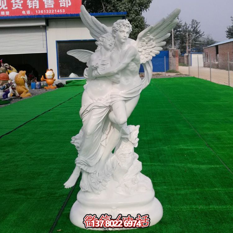 愛神附體西方情侶男女漢白玉天使雕塑 愛神附體西方情侶男女漢白玉天使雕塑