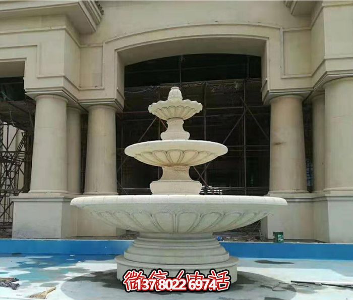 多層噴泉石雕結合的戶外水景飯店 多層噴泉石雕結合的戶外水景飯店