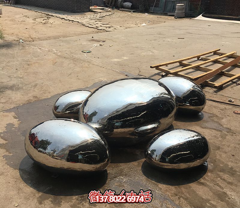 景區創意不銹鋼鏡面鵝卵石雕塑 景區創意不銹鋼鏡面鵝卵石雕塑
