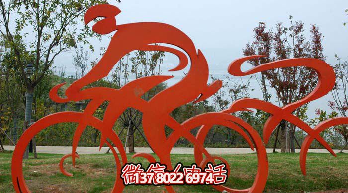 不銹鋼彩繪騎自行車人物雕塑 不銹鋼彩繪騎自行車人物雕塑