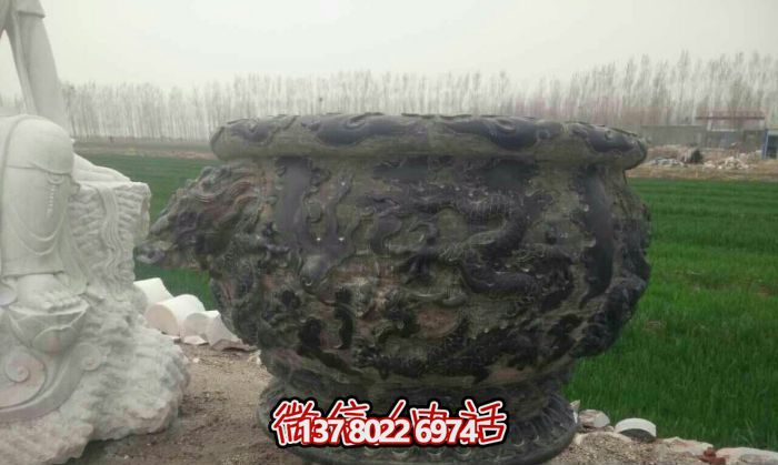 仿古青石圓形庭院浮雕缸雕塑 仿古青石圓形庭院浮雕缸雕塑