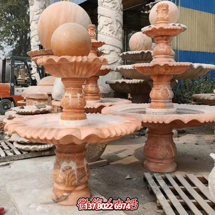 紅晚霞中式二層風(fēng)水球，讓你的庭院擺放流水轉(zhuǎn)運風(fēng)水