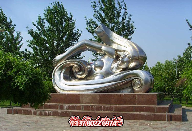 公園雕塑不銹鋼抽象女孩游泳裝飾 公園雕塑不銹鋼抽象女孩游泳裝飾