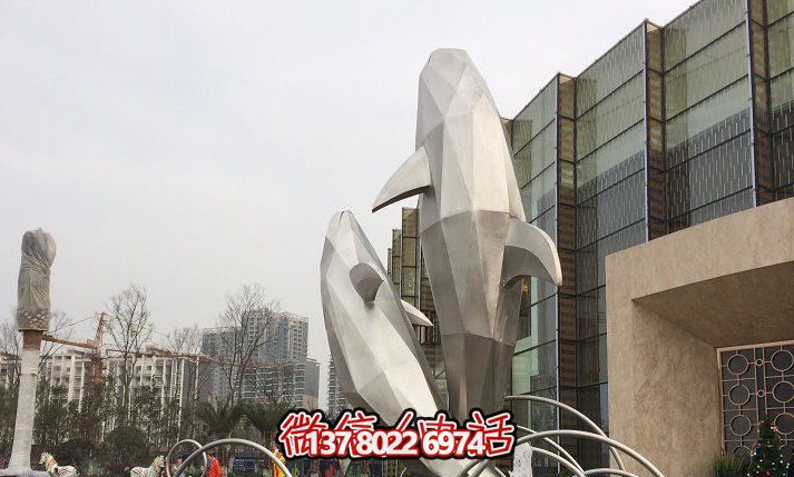 不銹鋼海豚雕塑跳躍在商業街的美麗守護 不銹鋼海豚雕塑跳躍在商業街的美麗守護