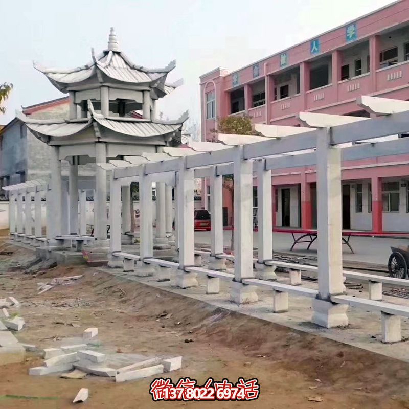 仿古雙層大理石休閑涼亭——給學校操場注入歷史文化色彩 仿古雙層大理石休閑涼亭——給學校操場注入歷史文化色彩