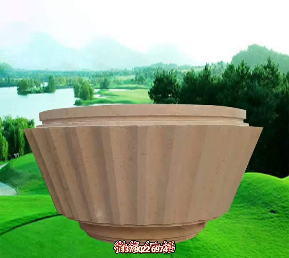 紅色晚霞石雕花盆雕塑 紅色晚霞石雕花盆雕塑