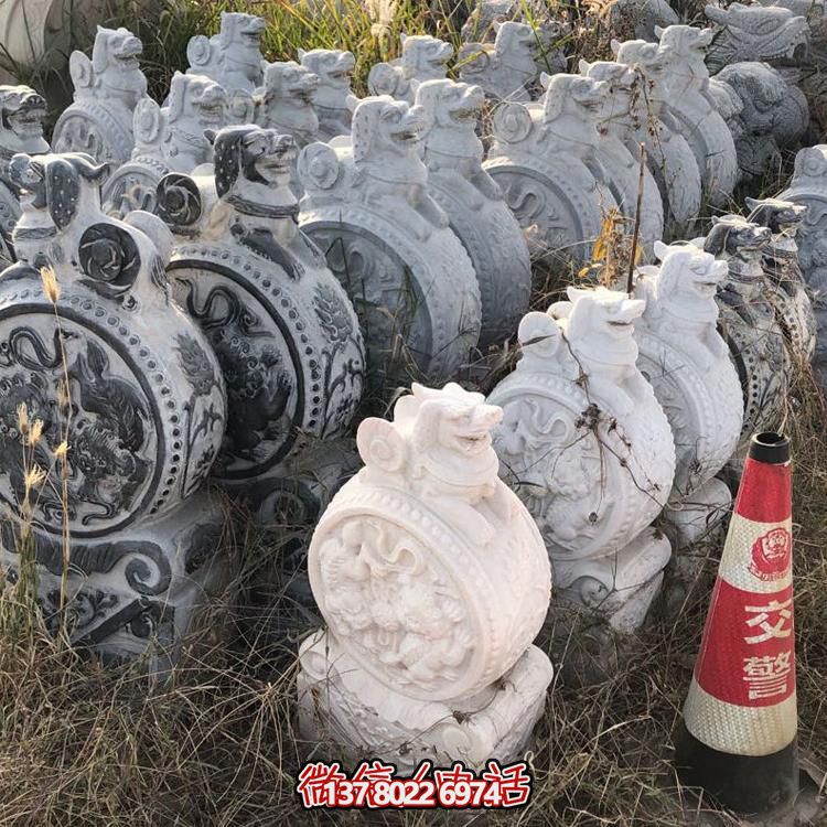 仿古青石獅子抱鼓石擺件，鎮宅庭院門口裝飾