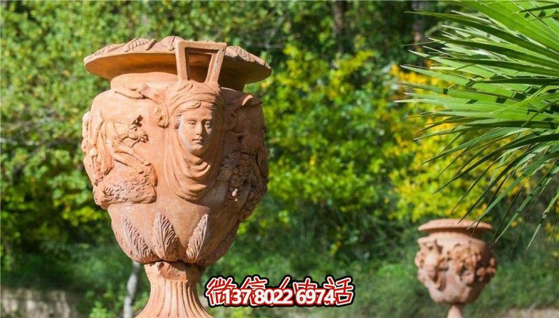 紅色晚霞浮雕景觀花盆雕塑 紅色晚霞浮雕景觀花盆雕塑