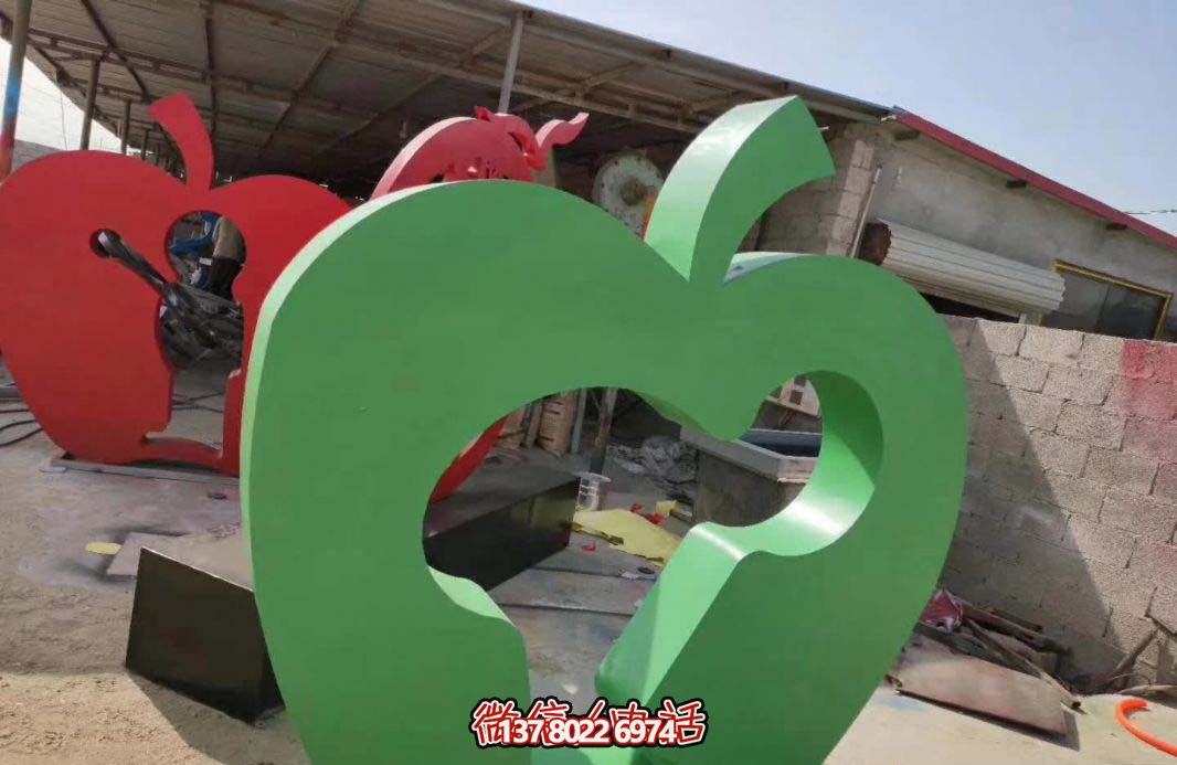 抽象不銹鋼雕刻蘋果雕塑 抽象不銹鋼雕刻蘋果雕塑