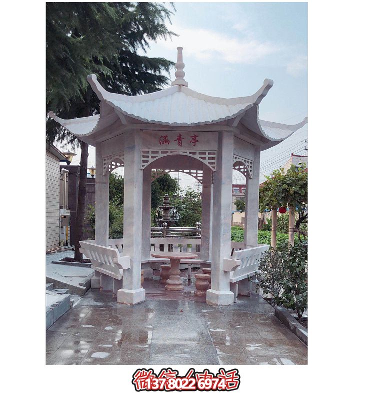仿古大理石涼亭,美化花園景觀 仿古大理石涼亭,美化花園景觀