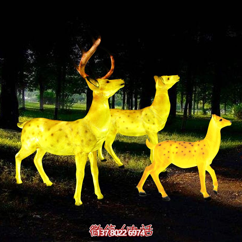 玻璃鋼梅花鹿雕塑照明,點亮夜晚的創意廣場 玻璃鋼梅花鹿雕塑照明,點亮夜晚的創意廣場