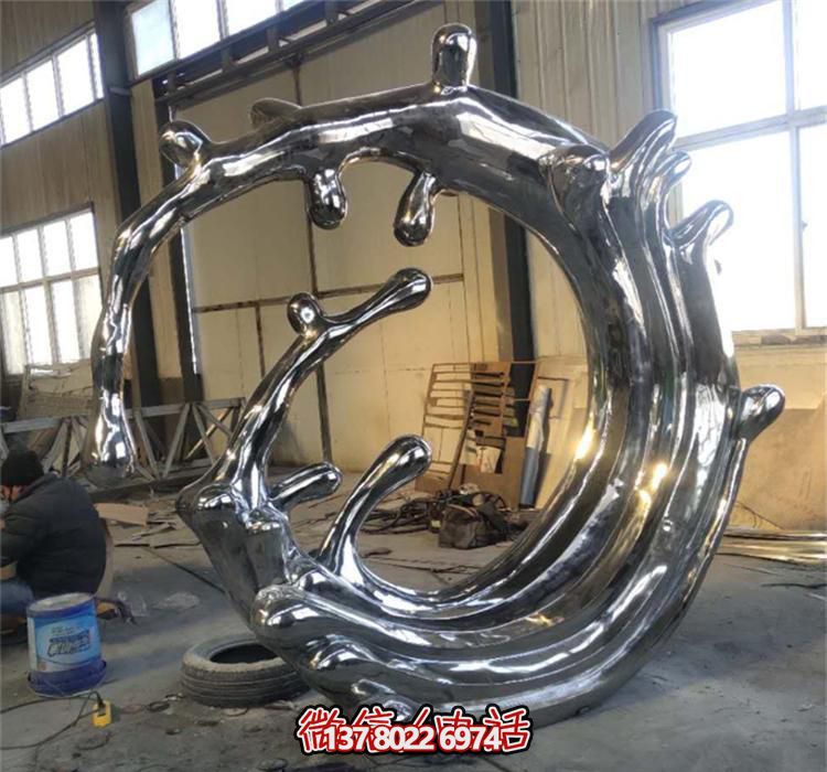 不銹鋼海浪雕塑，鏡面裝飾公園