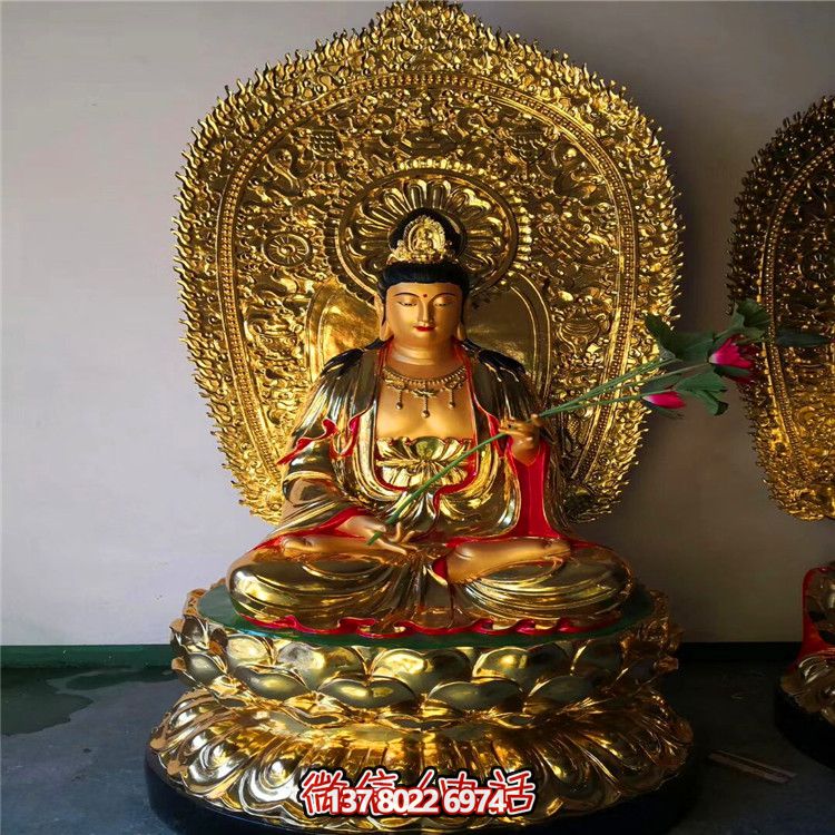 不銹鋼大型寺廟三圣雕塑烤漆噴金 不銹鋼大型寺廟三圣雕塑烤漆噴金