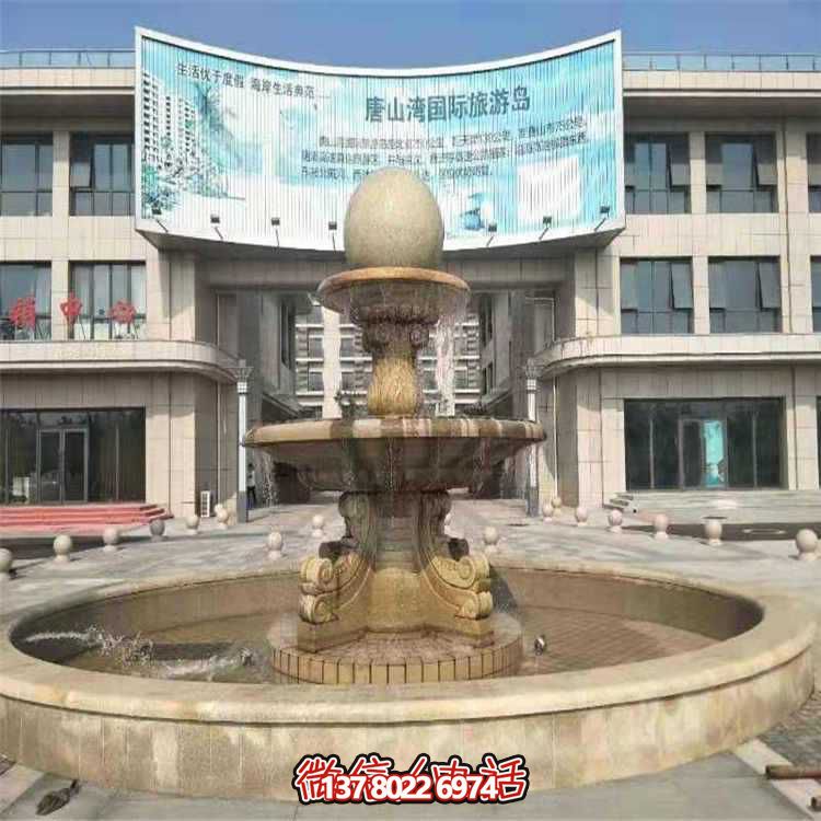 精致石雕噴泉，美化小區、別墅、大理石環境