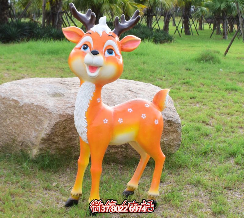 玻璃鋼制戶(hù)外梅花鹿彩繪站立雕塑 玻璃鋼制戶(hù)外梅花鹿彩繪站立雕塑